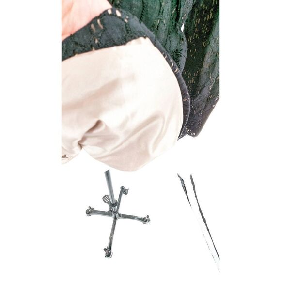 Marisa Christina Womens Coat Single Breasted Open Knit Black Lace Beige Lining M - Picture 13 of 16